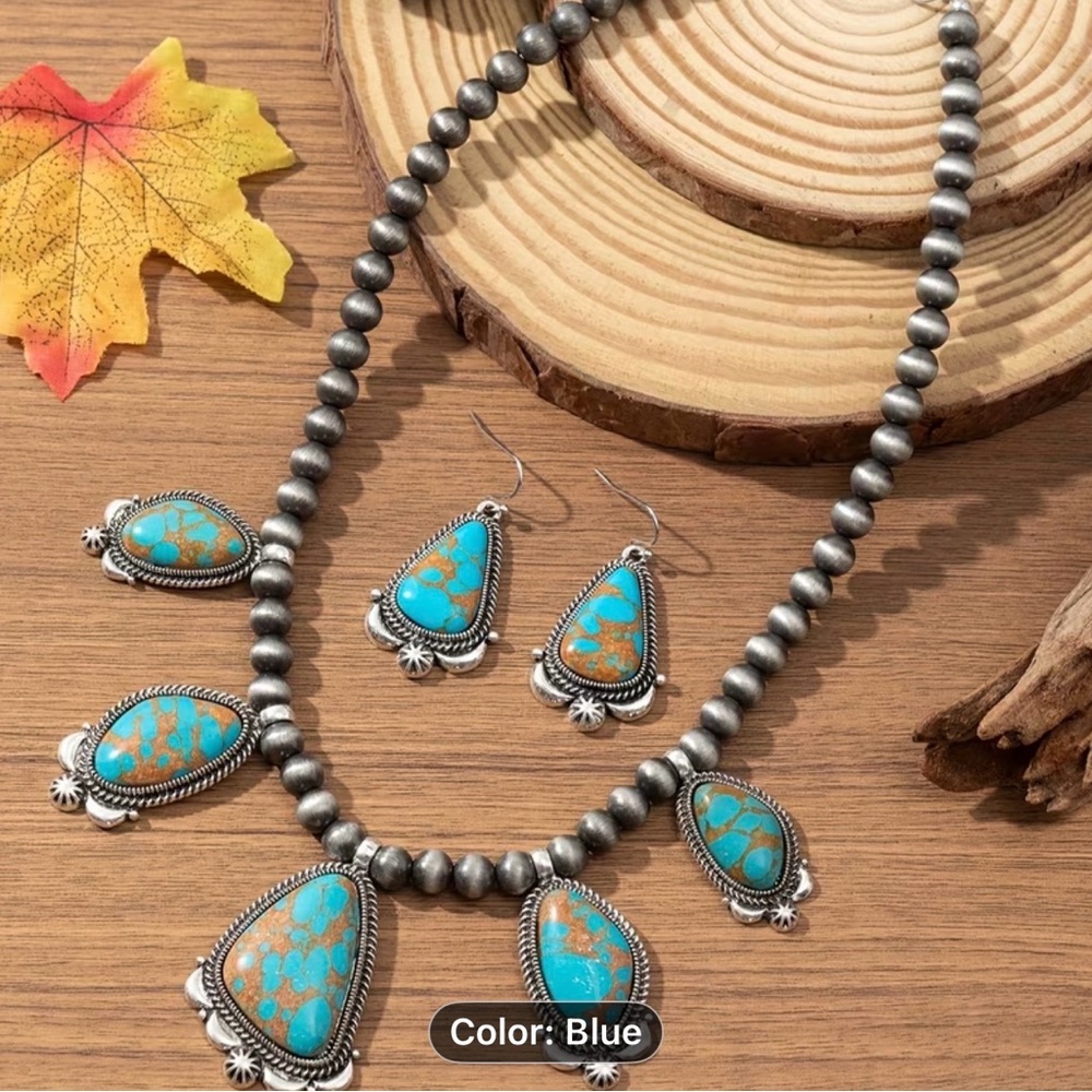 Retro Fashion Bohemian women Necklace and Earring Set - Picture 3 of 6